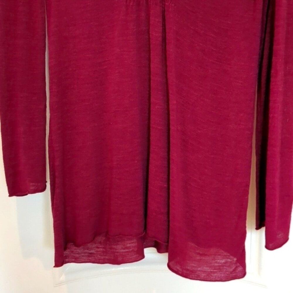 Athleta Fuscia linen blend long sleeve tunic Tulip Sleeves  LG - Picture 3 of 9